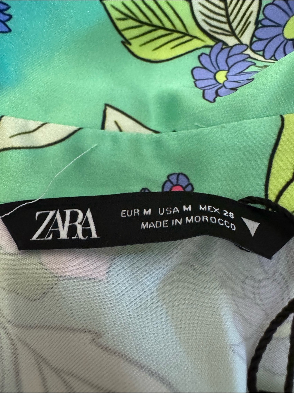 NWT Zara Satin Floral Tie Front Mini Dress Green Size M - Picture 7 of 14